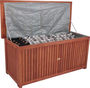 Scatola per cuscini in acacia WASHINGTON con fodera interna - 133 x 58 x 55 cm - Scatola di legno per cuscini di sedia