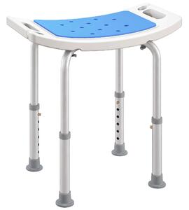 HOMCOM Sgabello per Doccia da Bagno in Lega di Alluminio e Plastica Antiscivolo, Altezza Regolabile 6 Livelli 39-51cm|Aosom