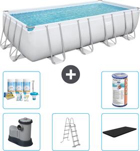 Piscina rettangolare Bestway Power Steel - 549 x 274 x 122 - Grigio - compresa pompa - scala - copertura pacchetto manutenzione - filtro
