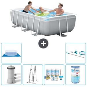 Piscina Intex con struttura a prisma rettangolare - 300 x 175 x 80 cm - grigio - inclusa pompa - pacchetto manutenzione scala - filtro - telo di fondo - kit di pulizia