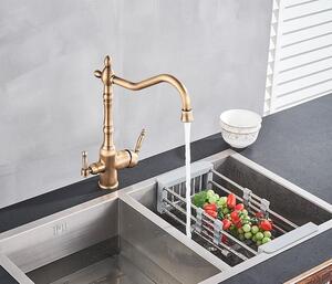 Rubinetto da cucina retrò in ottone GOLD filtro a tre vie ARETHE