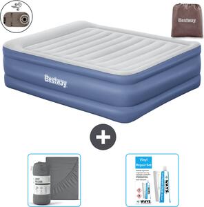 Materasso gonfiabile Bestway - 2 persone - 152 x 203 x 61 cm - Grigio/Blu - Accessori inclusi