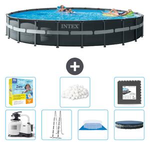 Piscina Intex Round Ultra XTR Frame - 732 x 132 cm - inclusa pompa - scaletta - telo di fondo - confezione di manutenzione della copertura - sfere filtranti - piastrelle per il pavimento