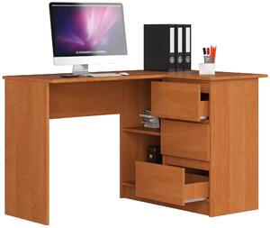 Scrivania ad angolo AKORD B16 destra nel colore ontano con L124 x H77 x P85 cm