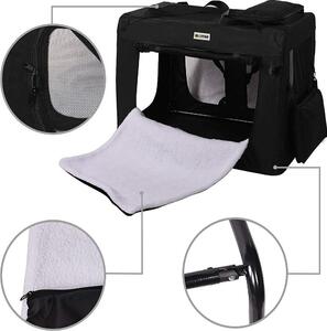 Trasportino pieghevole per cani XL 82x58x58 cm nero con coperta inclusa