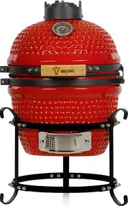 BBQ-Toro Kamado Grill a carbone Ø 32 cm "HAIIRO" con griglia e termometro, rosso