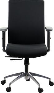 Sedia da ufficio ergonomica girevole RIVERTON F/L/AL, braccioli regolabili, base in alluminio, seduta scorrevole (avanti-indietro), nero