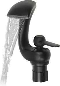 Miscelatore per lavabo a cascata - Miscelatore monocomando - Caldo/freddo - Montaggio a parete - Corpo in metallo - Corpo valvola in acciaio inox - Nero