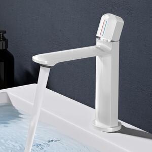 Doporro Miscelatore lavabo bagno in ottone bianco, monocomando per acqua calda e fredda 20,9 cm WAO-1190