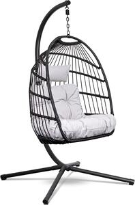 Sedia sospesa Swoods con telaio - Sedia sospesa per esterni - Per interni ed esterni - Sedia sospesa con grandi cuscini - Sedia per topi pieghevole - fino a 150 kg