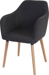Sedia da sala da pranzo Malmö T381, sedia da cucina, design retrò anni '50 ~ tessuto, grigio, gambe leggere
