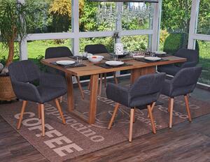 Set di 6 sedie per sala da pranzo HWC-A50 II, sedia da cucina, design retrò anni '50 ~ tessuto, grigio, gambe leggere