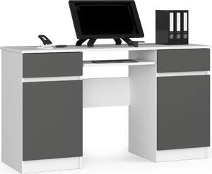 Scrivania Scandinava BIURKO CLP A5 con 2 Cassetti e 2 Ante in Bianco e Grigio Grafite
