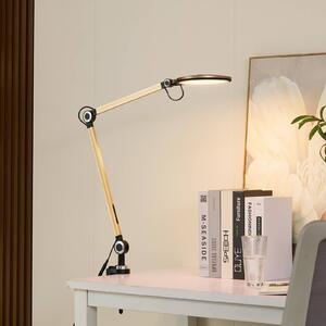 Lindby Lampada con morsetto Nyxaris, oro, metallo, CCT, 52 cm