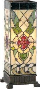 Clayre & Eef Lampada da tavolo Tiffany 18x18x45 cm Beige Verde Vetro Rosa