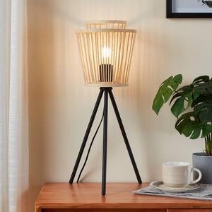 EGLO Lampada da tavolo Hykeham, altezza 57 cm, naturale/nero, bambù