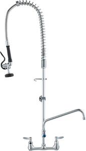 Rubinetto commerciale con doccetta prelavello - altezza 111 cm - centro 203 mm - bocca girevole 305 mm - rubinetto da cucina a parete - struttura in ottone con doccetta estraibile - per lavello a 1/2/3 vani