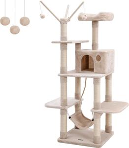 FEANDREA tiragraffi con amaca, grotta, tronco in sisal, beige