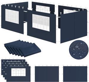 Pareti laterali Zelsius per gazebo 3x6 m, 6 pezzi, blu, parete laterale per gazebo con finestra, UV30