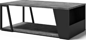 Tavolino in cemento e nero, 100 x 55 x 36