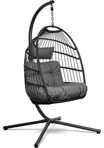 Sedia sospesa Swoods con telaio - Sedia sospesa per esterni - Per interni ed esterni - Sedia sospesa con grandi cuscini - Sedia per topi pieghevole - fino a 150 kg
