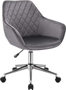 Sedia operativa - Grigio scuro - Velluto - Ergonomica - Con braccioli - Regolabile in altezza - Girevole - Sgabello da ufficio