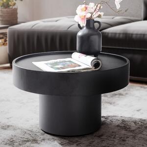 WOHNLING tavolino 60x60x36 cm metallo nero tavolo da divano tavolo rotondo da salotto a forma di fungo tavolino in ferro tavolino laterale da salotto