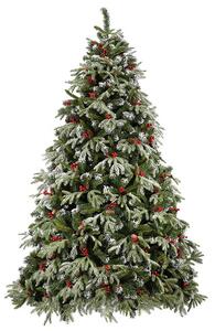 Albero di Natale Artificiale Innevato 210 cm 62 Rami con Pigne e Bacche Pino delle Murge Verde