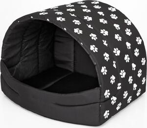 Cuccia per cani Cuccia per cani Casa per cani Grotta per gatti Posto letto M - 50x38 cm Nero con zampe