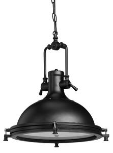 Lampada a sospensione in ferro Relaxdays in stile industriale, lampada a sospensione chiusa con vetro smerigliato, lampada da soggiorno laccata, nera