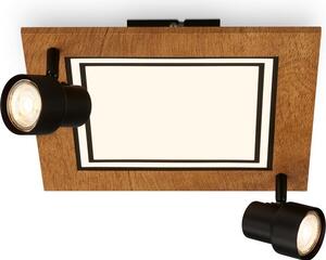Lampada da soffitto a LED, nero-colore legno, 2xGU10+LED