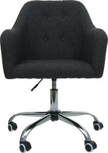 Sedia da ufficio HWC-L92, sedia girevole da scrivania sedia da computer sedia da ufficio poltrona, con bracciolo ~ tessuto/tessuto grigio scuro