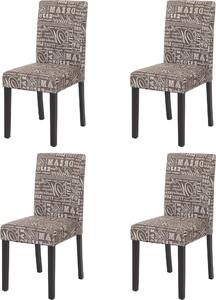 Set di 4 sedie per sala da pranzo Sedia da cucina Littau ~ tessile con scritte, grigio, gambe scure