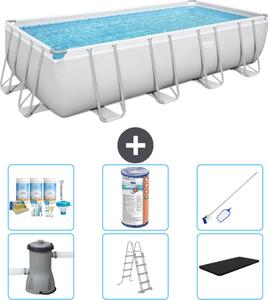 Piscina rettangolare Bestway Power Steel - 488 x 244 x 122 - Grigio, comprensiva di pompa - scaletta - copertura pacchetto manutenzione - filtro - kit pulizia
