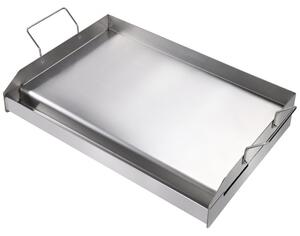 Piastra per grigliare in acciaio inox 430 58,7 x 39,5 x 9,9 cm - Piastra universale per grigliare spessa 2 mm - Piastra per grigliare per feste BBQ all'aperto con maniglia per grigliare a gas, a carbonella ed elettrica - Accessori di alta qualità