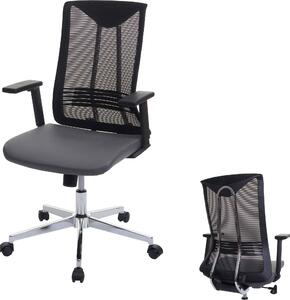 Sedia da ufficio HWC-J53, sedia girevole da scrivania, ergonomica in similpelle ~ grigio