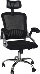 Happyment Sedia ergonomica da ufficio Deluxe - Con poggiatesta - Regolabile in altezza - Linnen - Nero - Per adulti - Portata fino a 200 kg