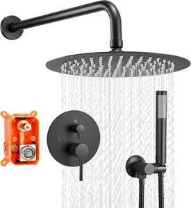 Set di miscelatori per doccia Nero opaco Sistema doccia con soffione a pioggia rotondo da 203 mm