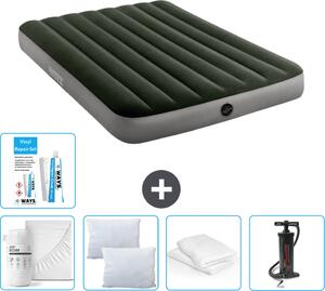 Letto ad aria Intex - Letto matrimoniale - 137 x 191 x 25 cm - Verde - Consegna inclusa Lenzuolo completo - Baciamano - Pompa - Set di riparazione it Guanciale protettivo