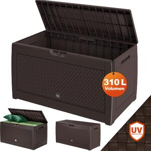 CASARIA® Baule da Giardino 310L Box Portacuscini 119x48x60cm 4 Rotelle Multibox 3 Maniglie Contenitore Richiudibile