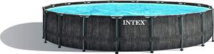 INTEX 26744GN - Piscina con telaio a prisma in legno grigio (549x122cm)