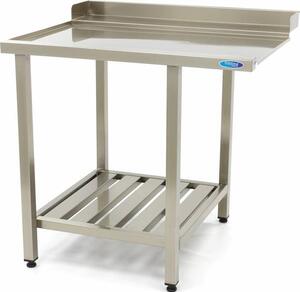 Maxima - Tavolo per lavaggio stoviglie Gastro - 70 x 75 cm - a sinistra - con schienale e ripiano portaoggetti