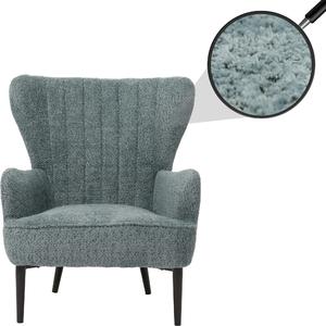 Poltrona lounge HWC-K37, poltrona cocktail/orecchia poltrona imbottita retro vintage tessuto ciniglia (500g/m²) Oeko-Tex ~ blu-verde