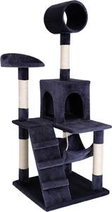 Tiragraffi lionto, elegante albero per gatti da 133 cm con copertura in peluche, robusti paletti in sisal e versatili aree di riposo, grigio scuro