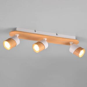 Trio Lighting Aruni faretto da soffitto legno 3 lampadine bianco