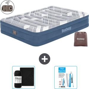 Materasso gonfiabile Bestway - 2 persone - 152 x 203 x 36 cm - Blu - Accessori inclusi
