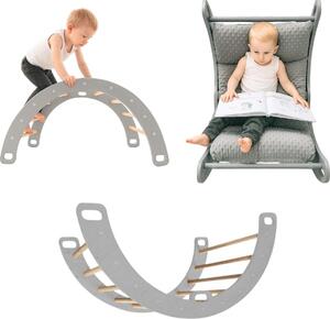 Arco d'arrampicata in legno grigio | Triangolo d'arrampicata per bambini | Giocattoli Montessori | Mobili da gioco Rockerboard