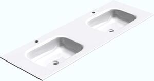 Doporro Lavabo da Incasso 144 cm Doppia Vasca in Marmoresina Bianco Lucido, Lavabo Bagno Integrale Soprapiano con Troppopieno Colossum04