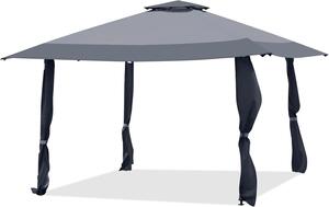 Gazebo da giardino 4 x 4 m con doppio tetto, altezza regolabile 266-283 cm, gazebo pieghevole con struttura in acciaio, gazebo pieghevole impermeabile e protezione solare (grigio)