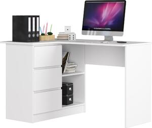 Scrivania ad angolo AKORD B16 sinistra nel colore bianco con L124 x H77 x P85 cm